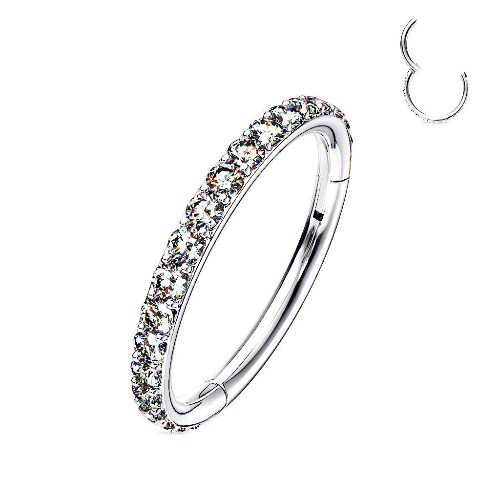 TITANIUM CRYSTAL LINED HINGE CLOSE FASTENING HOOP - 8MM