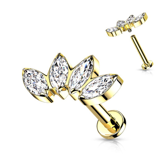 TITANIUM MARQUISE FLAT BACK LABRET