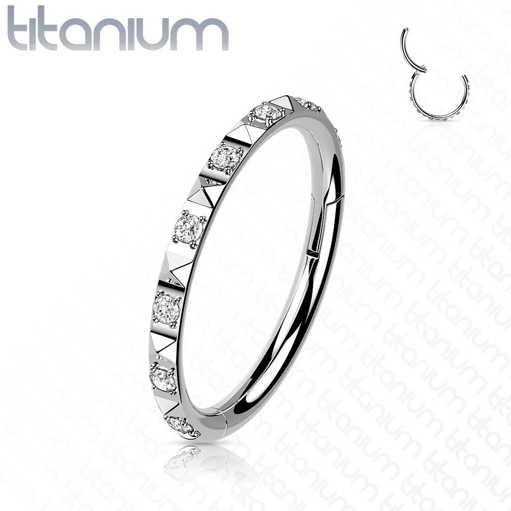 TITANIUM CRYSTAL STUDDED CONCH HOOP - 10MM