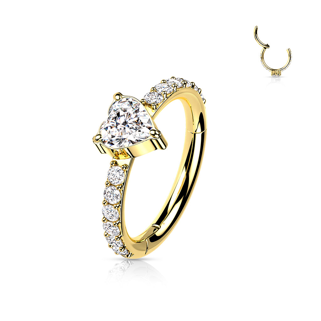 TITANIUM CRYSTAL HEART CENTRE CONCH HOOP - 10MM