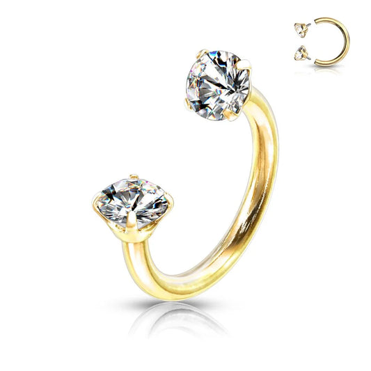 DAINTY CRYSTAL HORSESHOE  NOSE RING - U HOOP