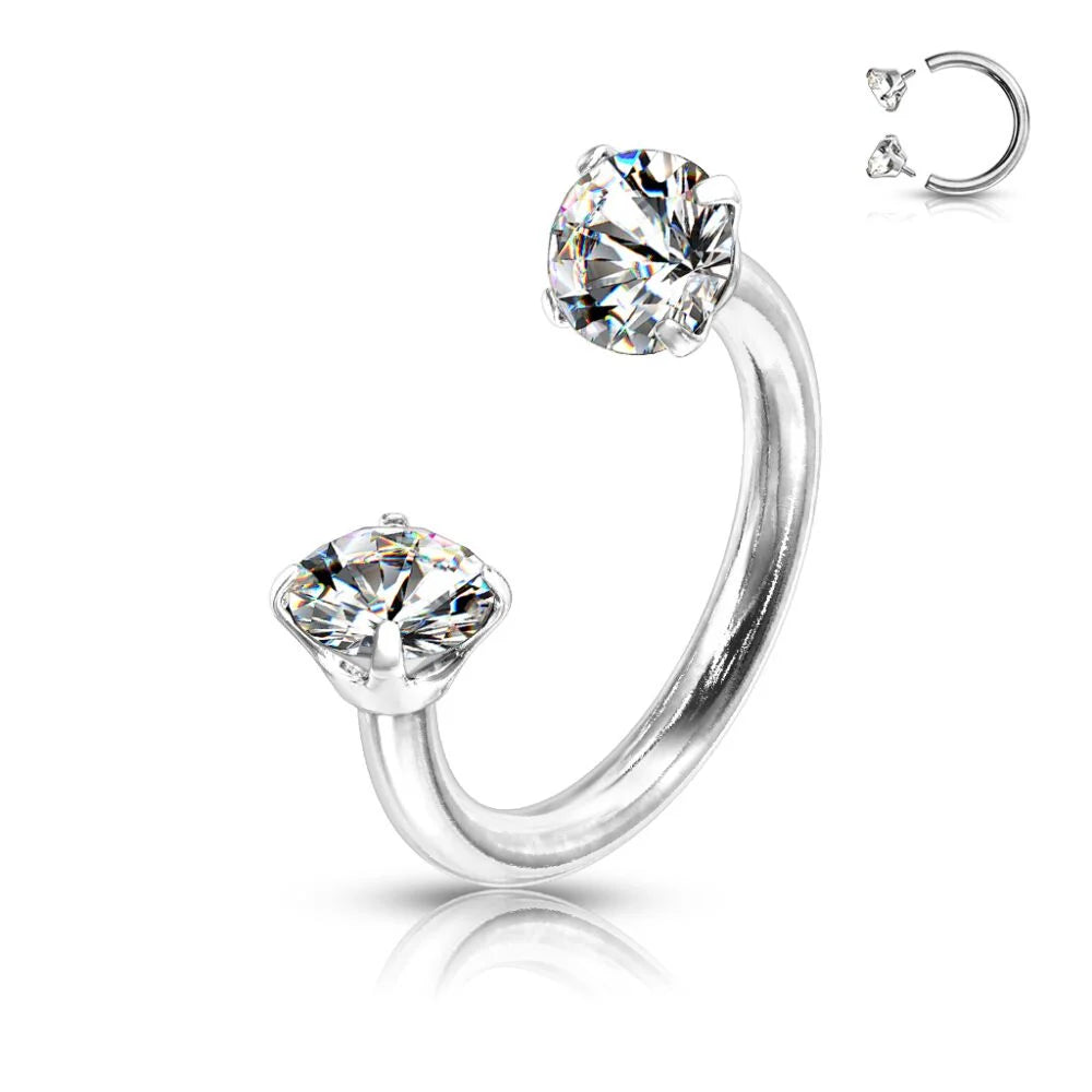 DAINTY CRYSTAL HORSESHOE  NOSE RING - U HOOP