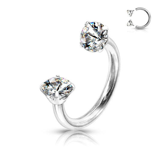 DAINTY CRYSTAL HORSESHOE  NOSE RING - U HOOP