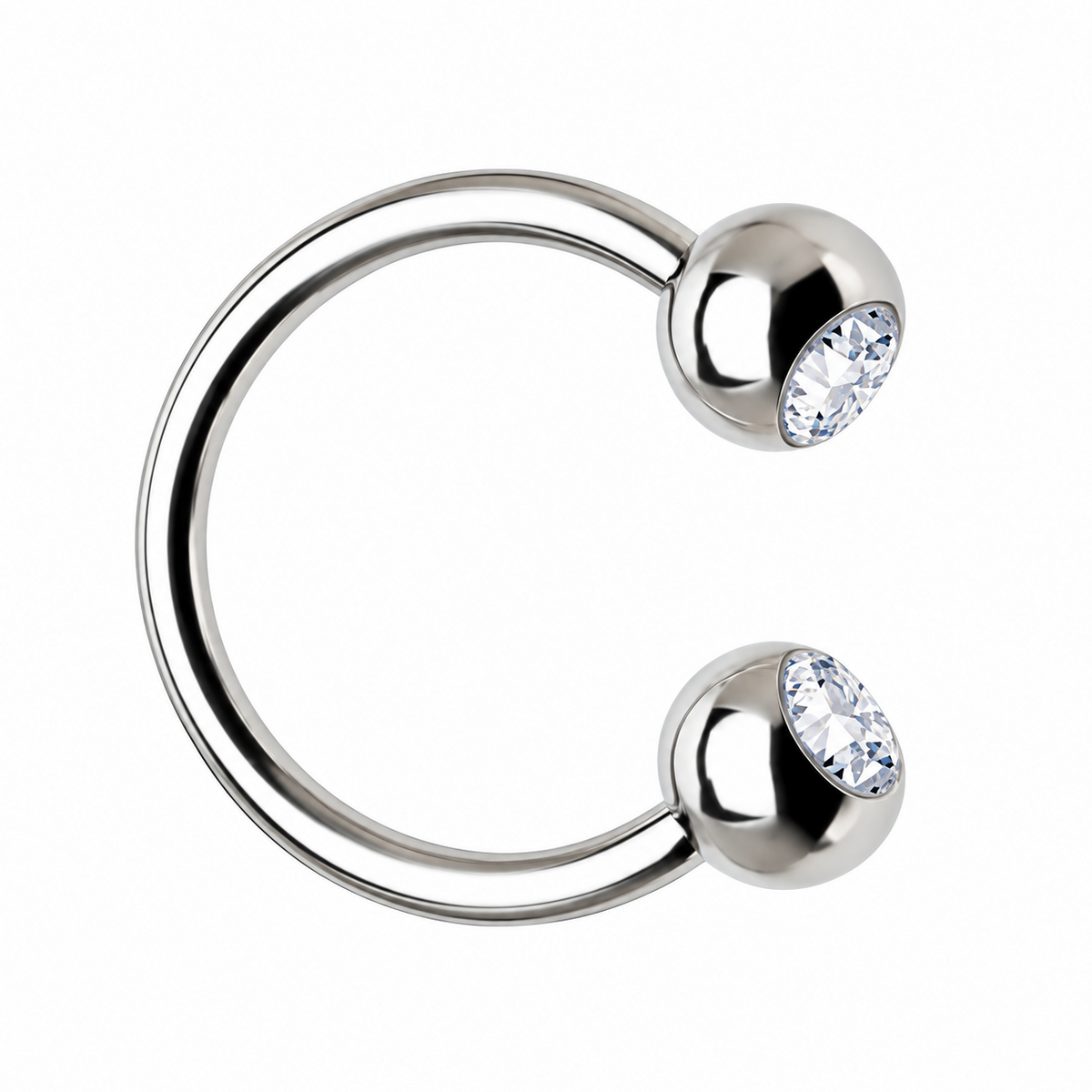 DAINTY CRYSTAL ENCASED U HOOP HORSESHOE  NOSE RING