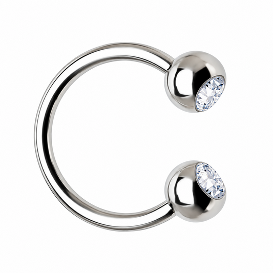 DAINTY CRYSTAL ENCASED U HOOP HORSESHOE  NOSE RING