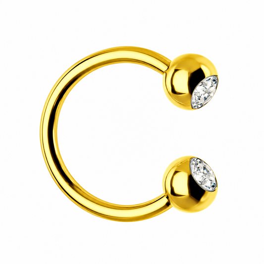 DAINTY CRYSTAL ENCASED U HOOP HORSESHOE  NOSE RING