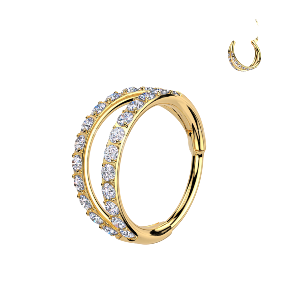 CRYSTAL DOUBLE LOOP LINED NOSE RING - 6MM & 8MM