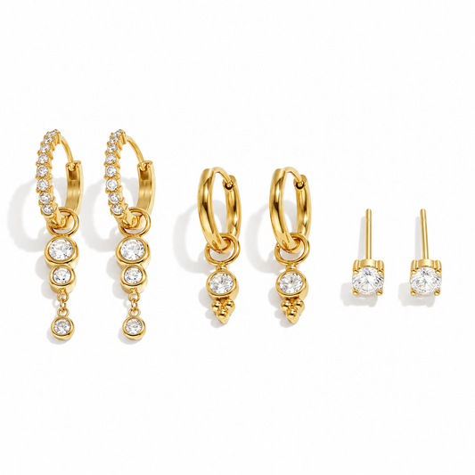 THE GOLDEN AURA EARRING STACK SET