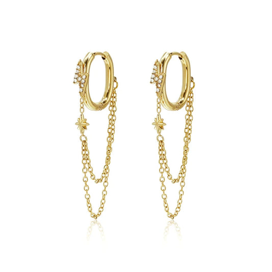 STORMY NIGHTS DANGLY CHARM CHAIN EARRINGS