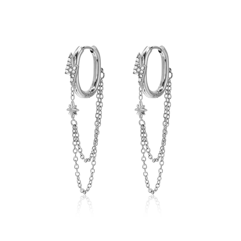 STORMY NIGHTS DANGLY CHARM CHAIN EARRINGS
