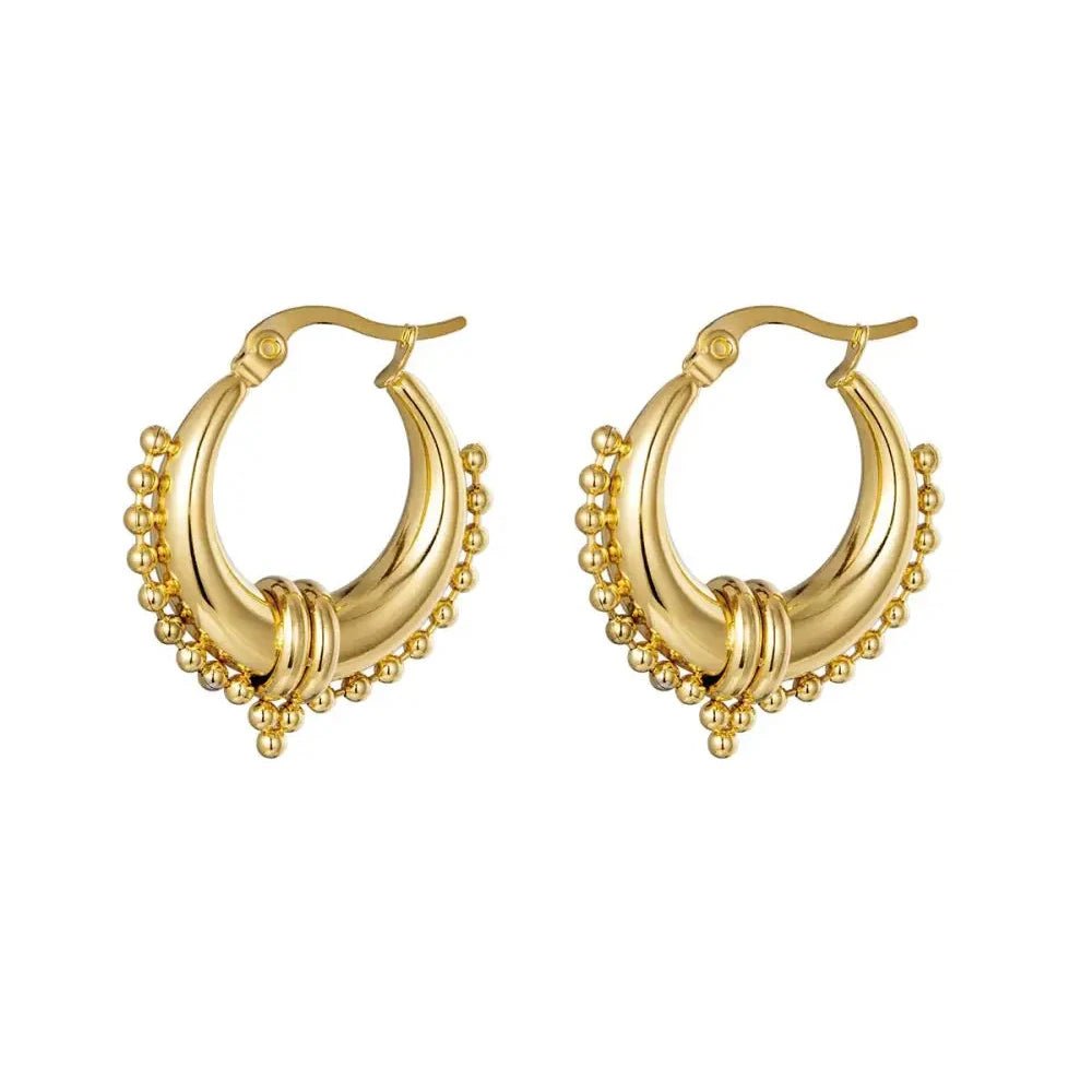 GOLD SARASWATI HOOP EARRINGS