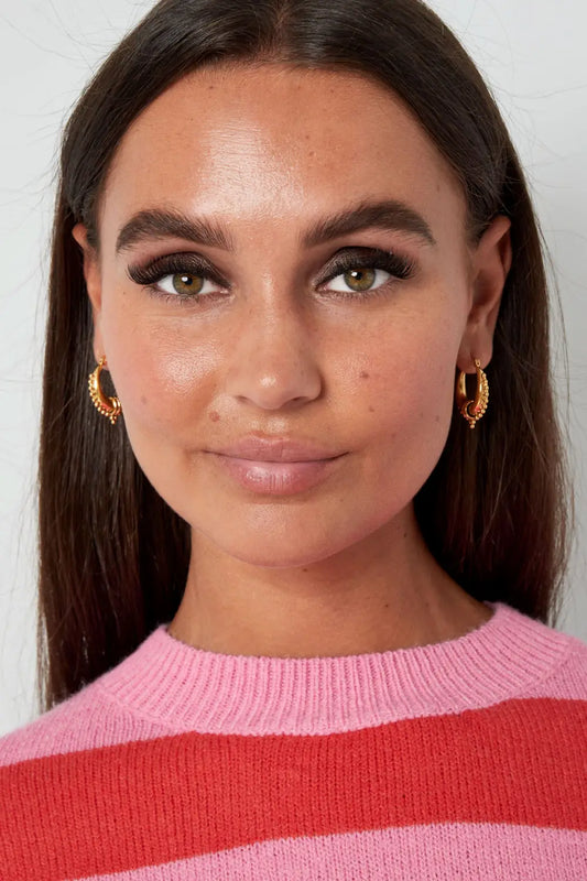 GOLD SARASWATI HOOP EARRINGS