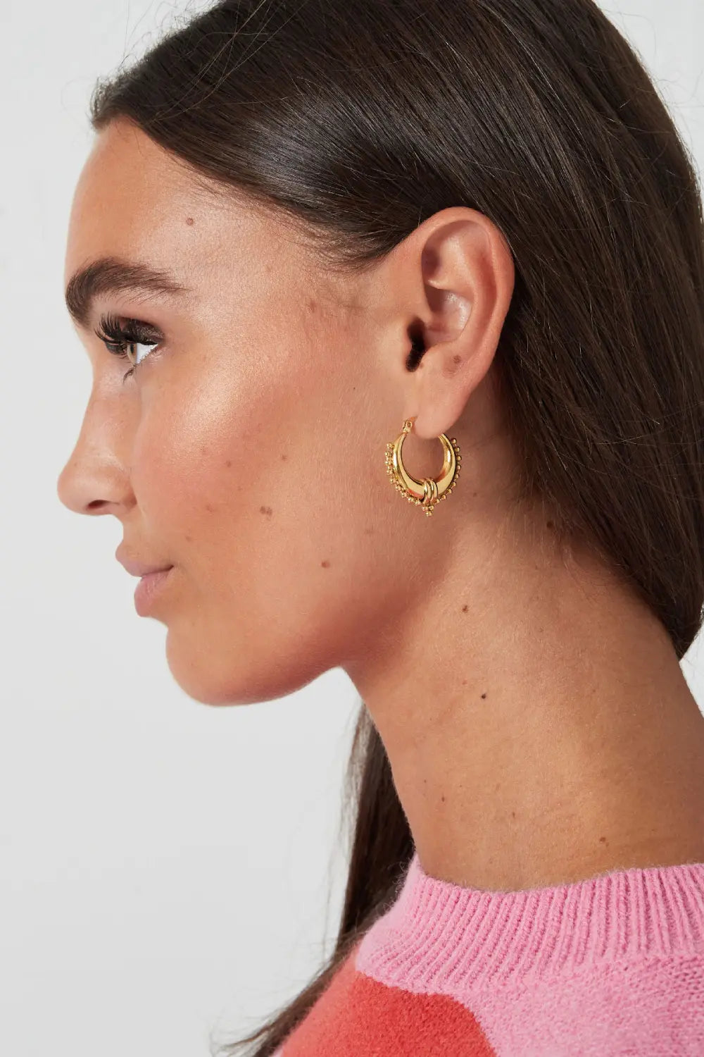 GOLD SARASWATI HOOP EARRINGS