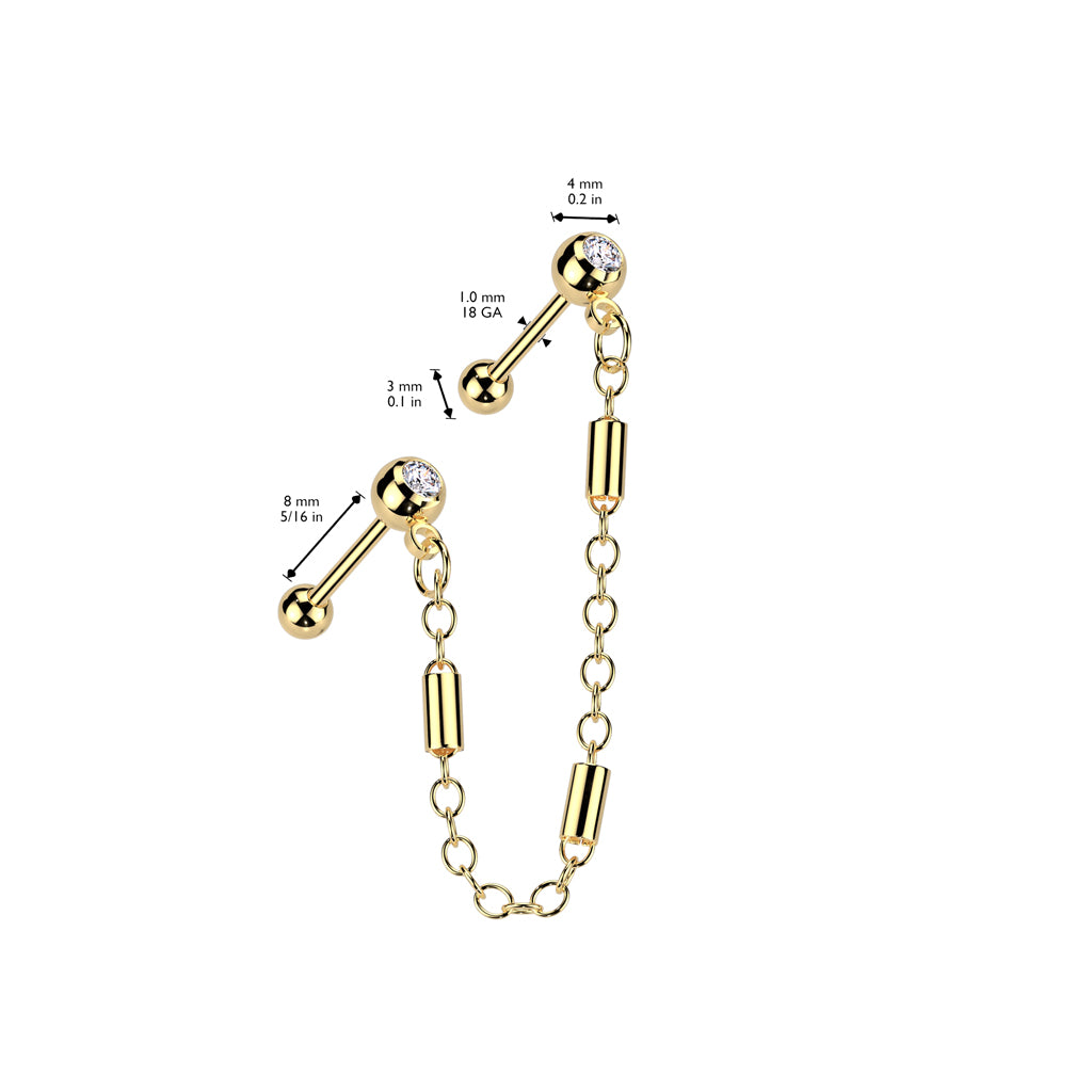 DOUBLE BARBELL CHAIN CONNECTOR STUDS - 8MM