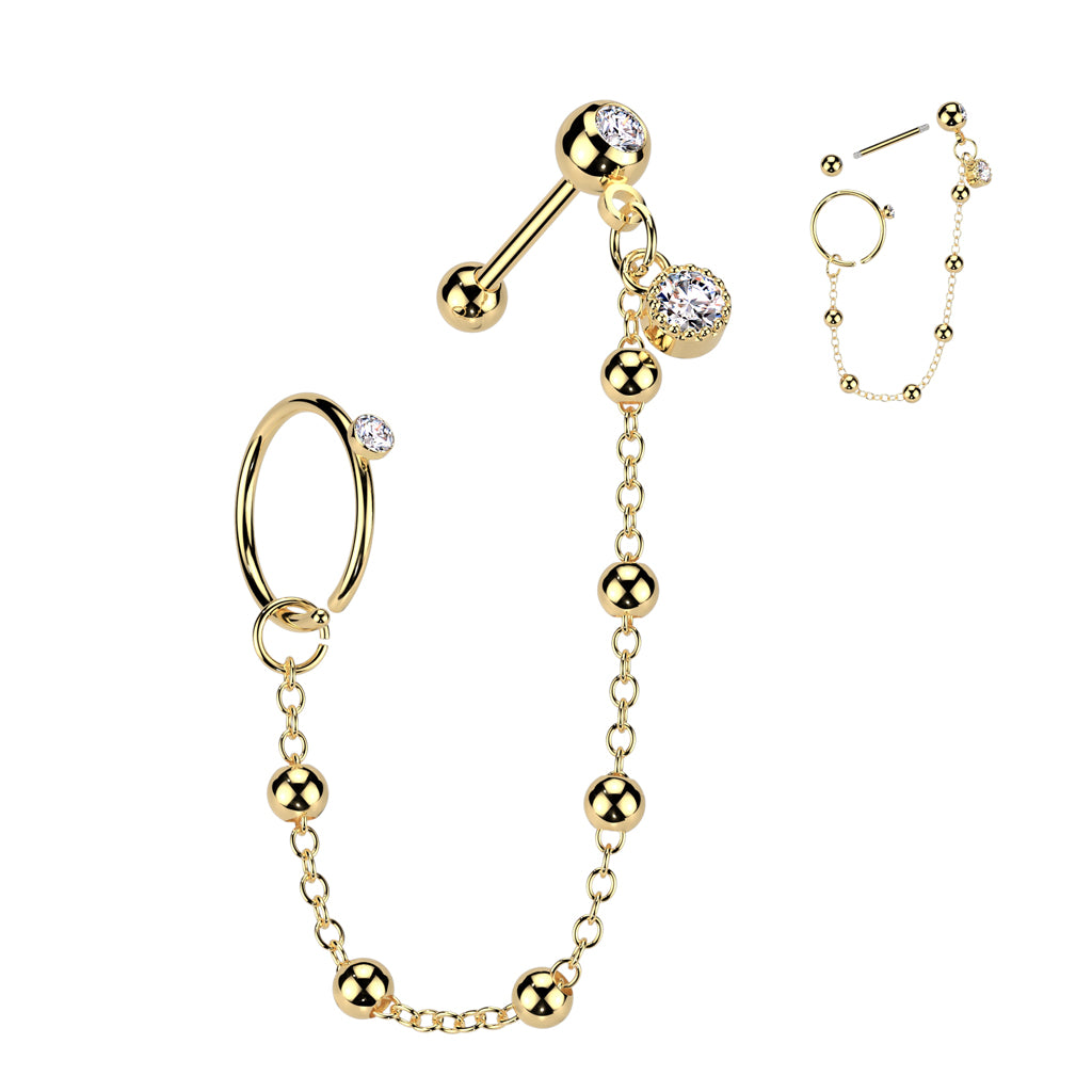 DIAMANTÉ CRYSTAL & BEADED HOOP & BARBELL EARRING STUDS