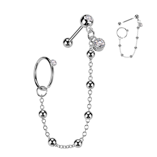DIAMANTÉ CRYSTAL & BEADED HOOP & BARBELL EARRING STUDS