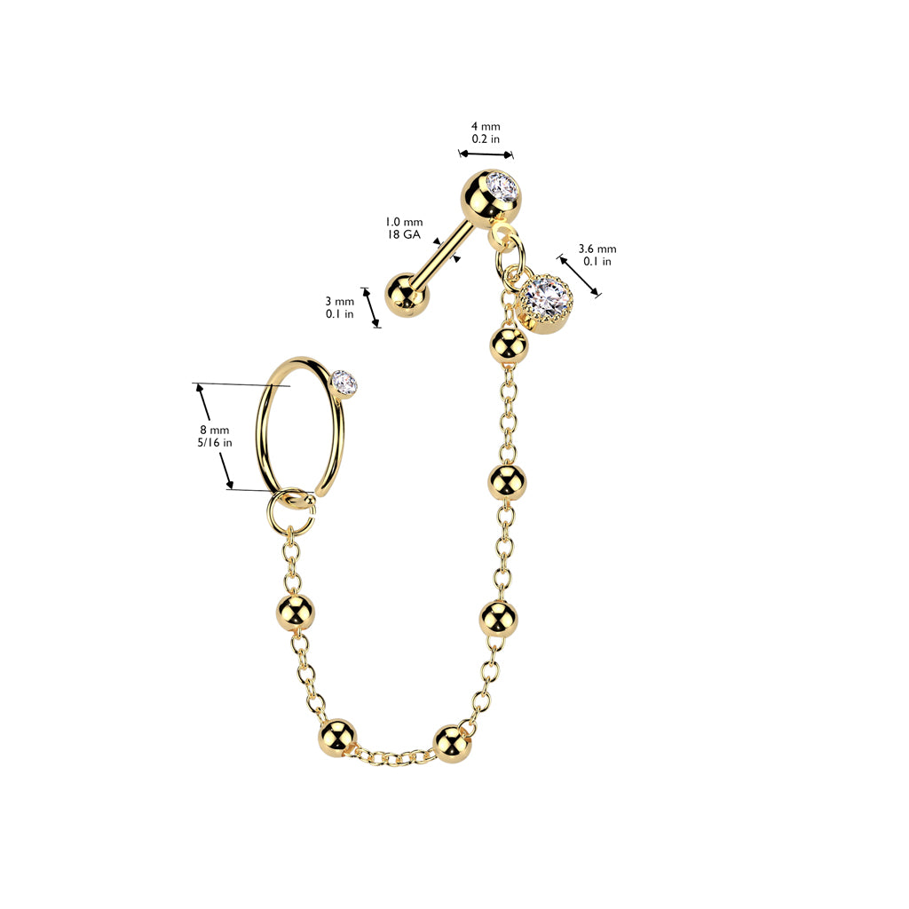 DIAMANTÉ CRYSTAL & BEADED HOOP & BARBELL EARRING STUDS