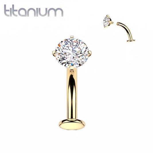 TITANIUM FLOATING CRYSTAL INTERNALLY THREADED BELLY BAR - 10MM