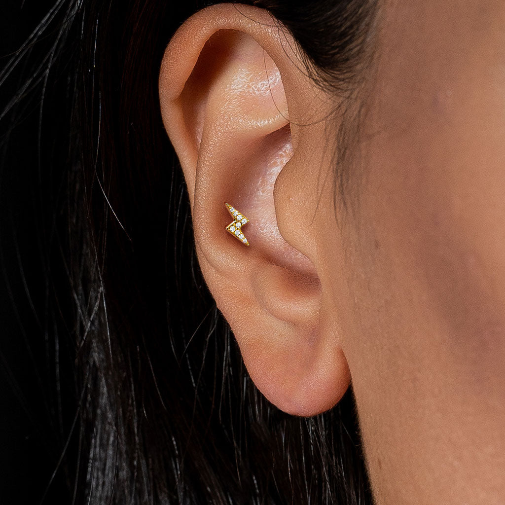 CRYSTAL LIGHTING BOLT FLAT BACK LABRET