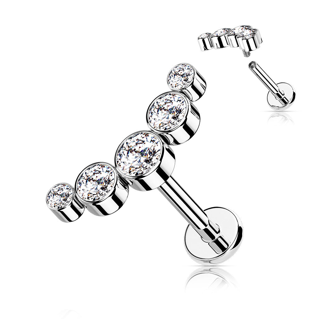 MULTI CRYSTAL LINED LABRET STUD
