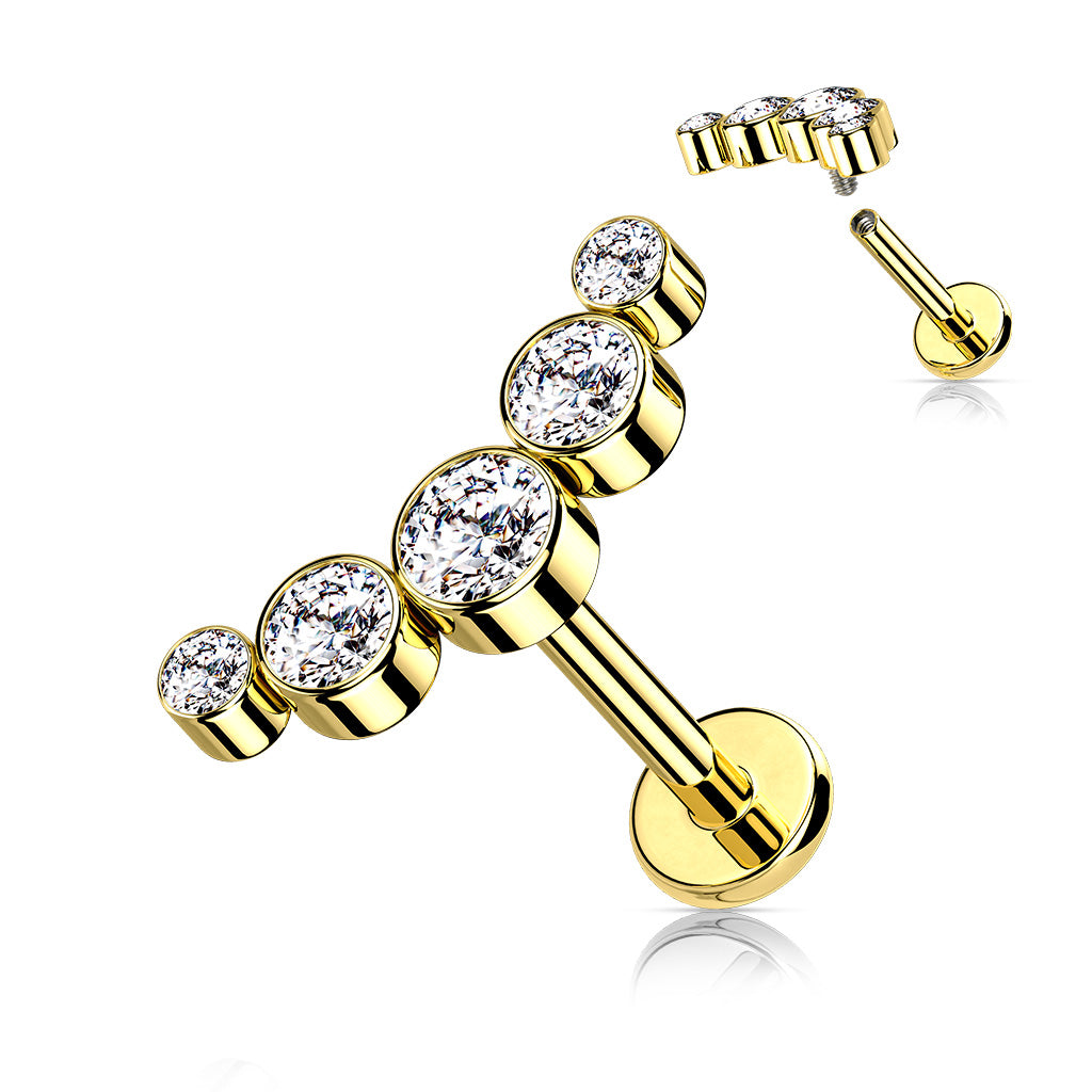 MULTI CRYSTAL LINED LABRET STUD