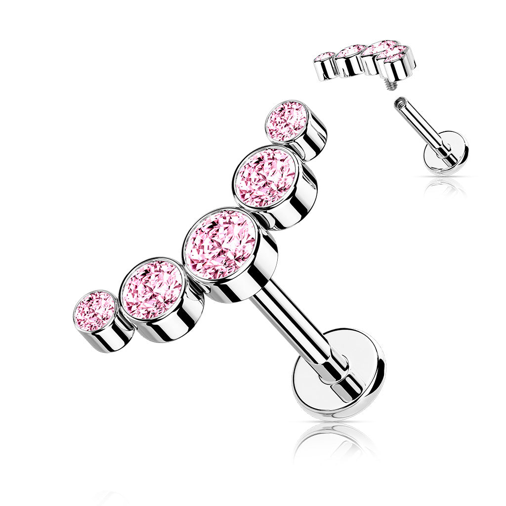 MULTI CRYSTAL LINED LABRET STUD