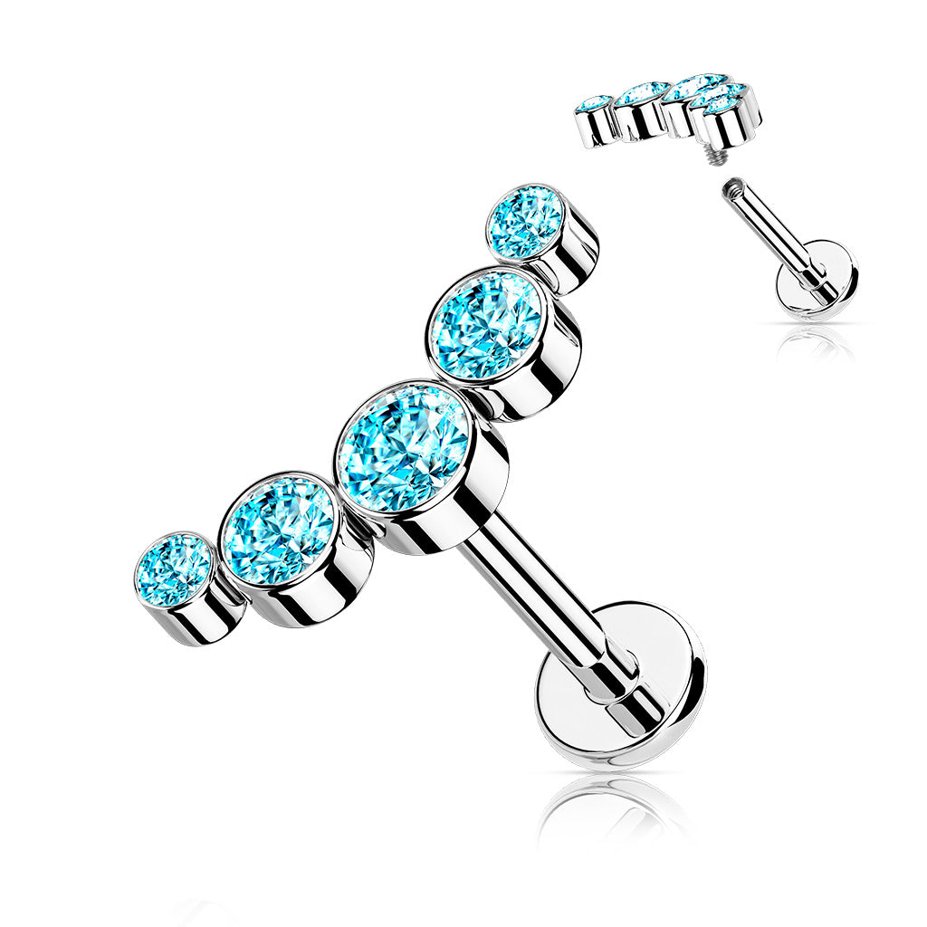MULTI CRYSTAL LINED LABRET STUD