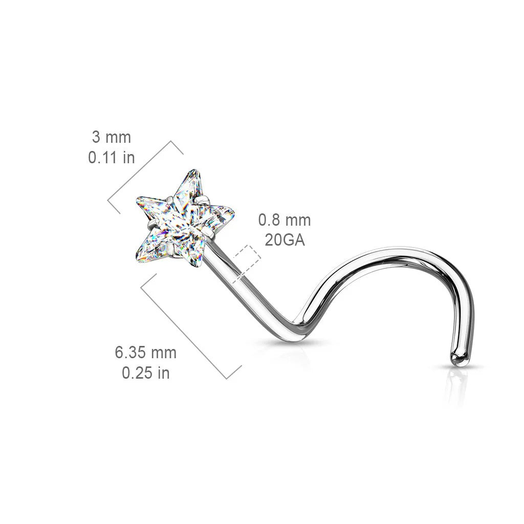 CRYSTAL STAR SCREW NOSE STUD