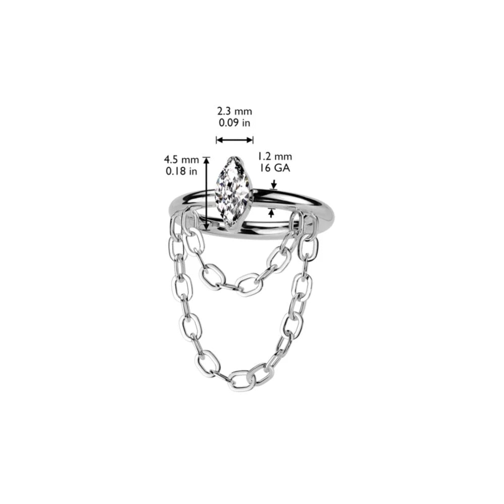 TITANIUM CHAIN & CRYSTAL TEARDROP HOOP - 8MM & 10MM