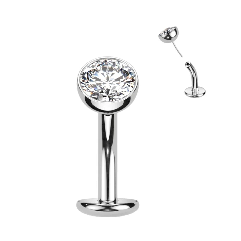 TITANIUM CRYSTAL FLOATING BELLY BUTTON BAR - THREADLESS - 10MM