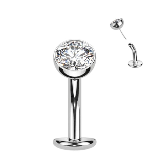 TITANIUM CRYSTAL FLOATING BELLY BUTTON BAR - THREADLESS - 10MM