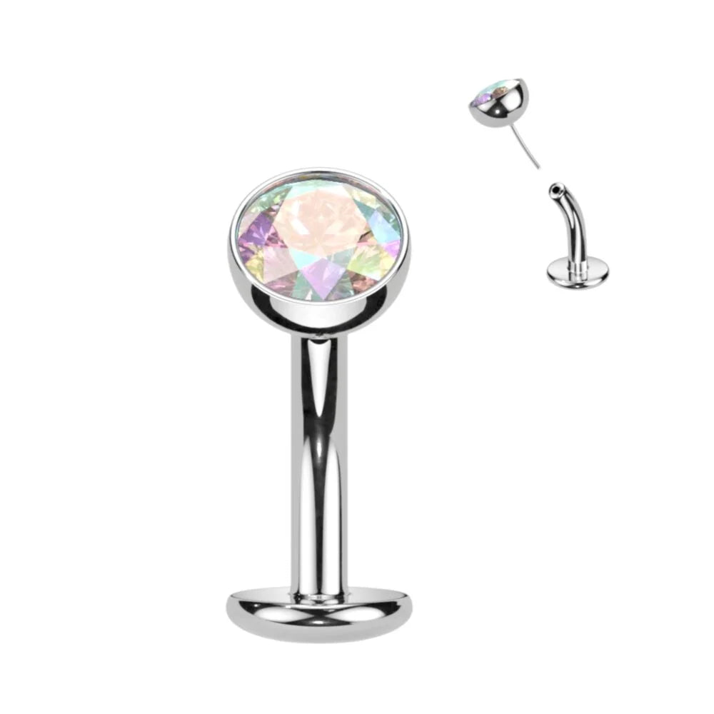 TITANIUM CRYSTAL FLOATING BELLY BUTTON BAR - THREADLESS - 10MM
