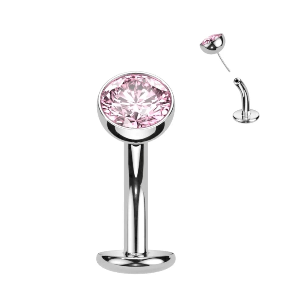 TITANIUM CRYSTAL FLOATING BELLY BUTTON BAR - THREADLESS - 10MM