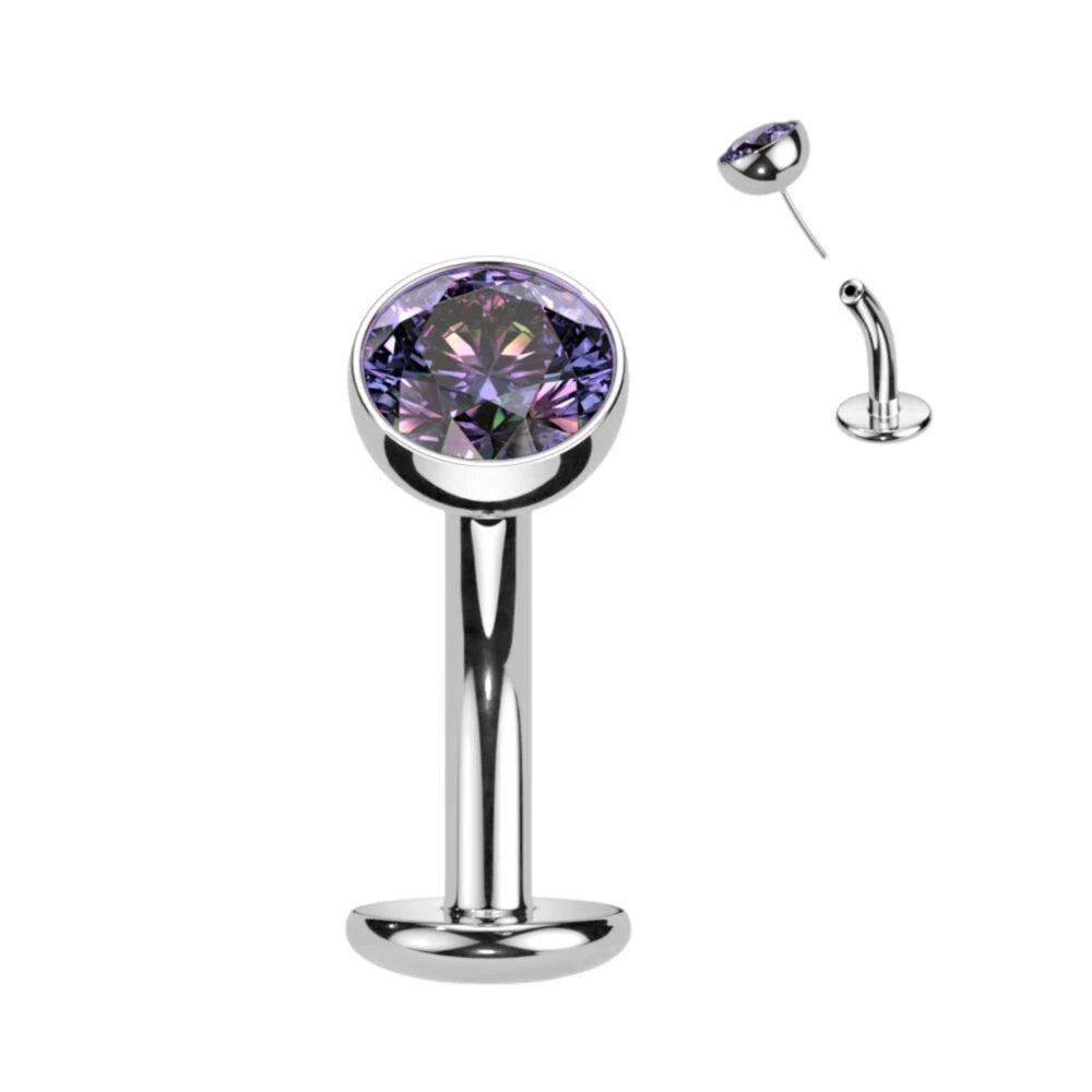 TITANIUM CRYSTAL FLOATING BELLY BUTTON BAR - THREADLESS - 10MM