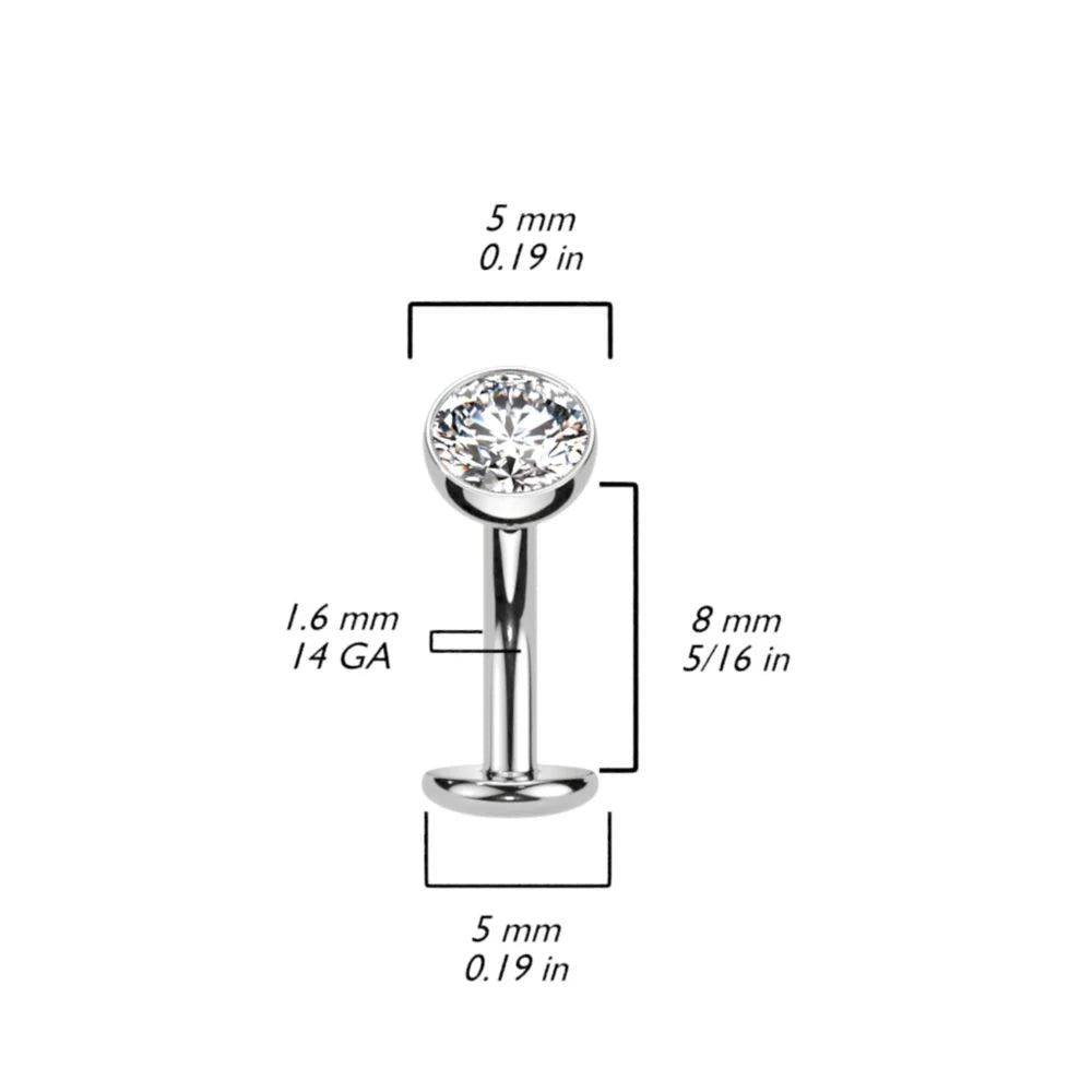 TITANIUM CRYSTAL FLOATING BELLY BUTTON BAR - THREADLESS - 10MM