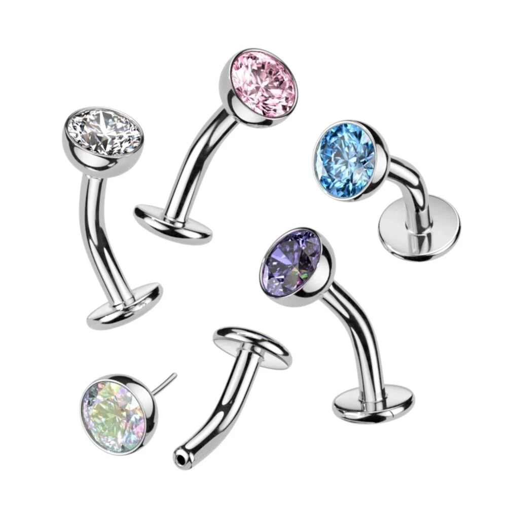 TITANIUM CRYSTAL FLOATING BELLY BUTTON BAR - THREADLESS - 10MM