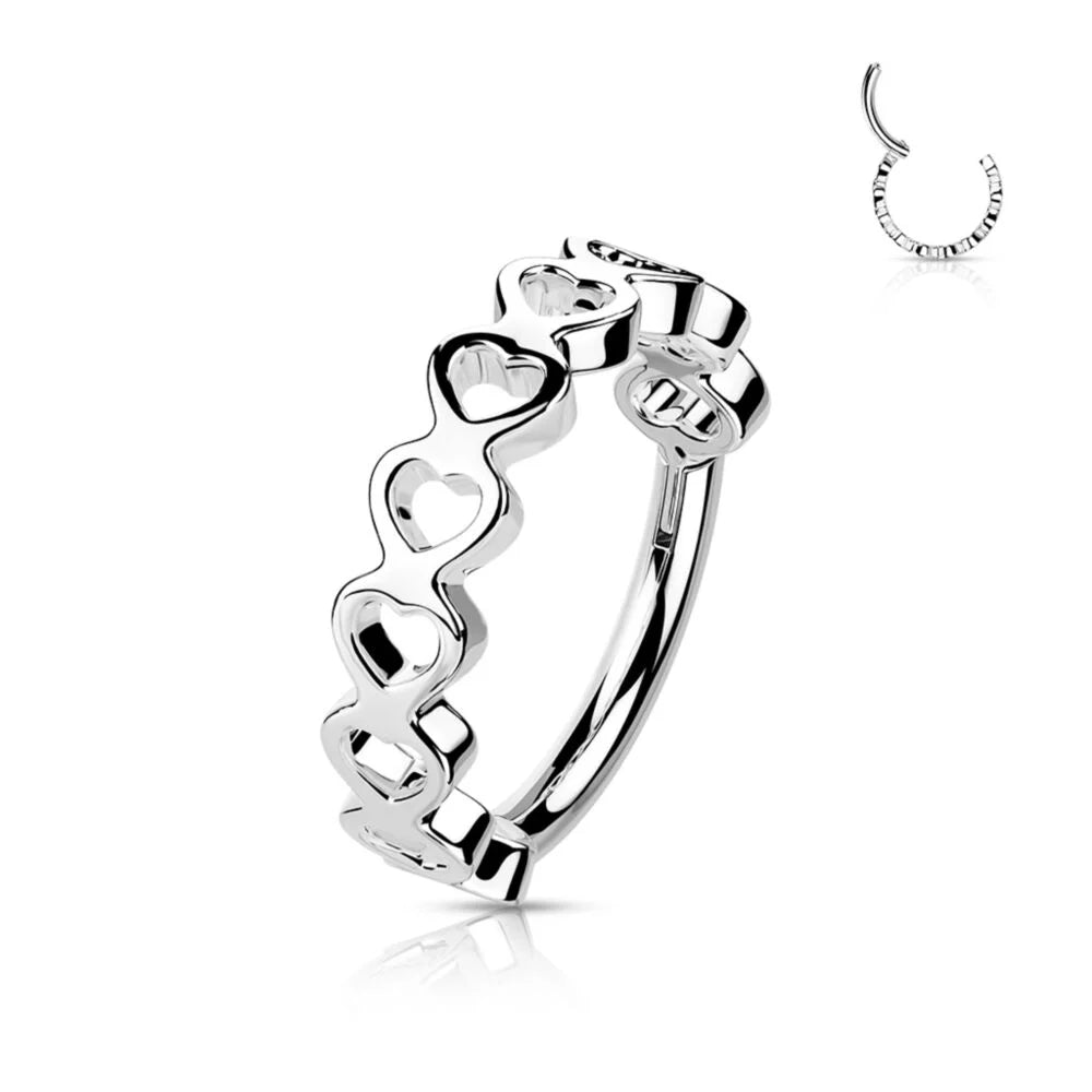 DAINTY LOVE HEART 8MM CLICKER HOOP - 16 GAUGE
