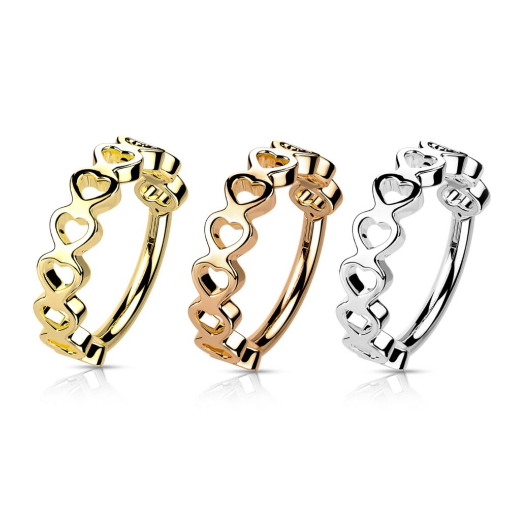 DAINTY LOVE HEART 8MM CLICKER HOOP - 16 GAUGE