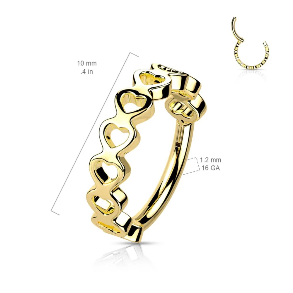 DAINTY LOVE HEART 8MM CLICKER HOOP - 16 GAUGE