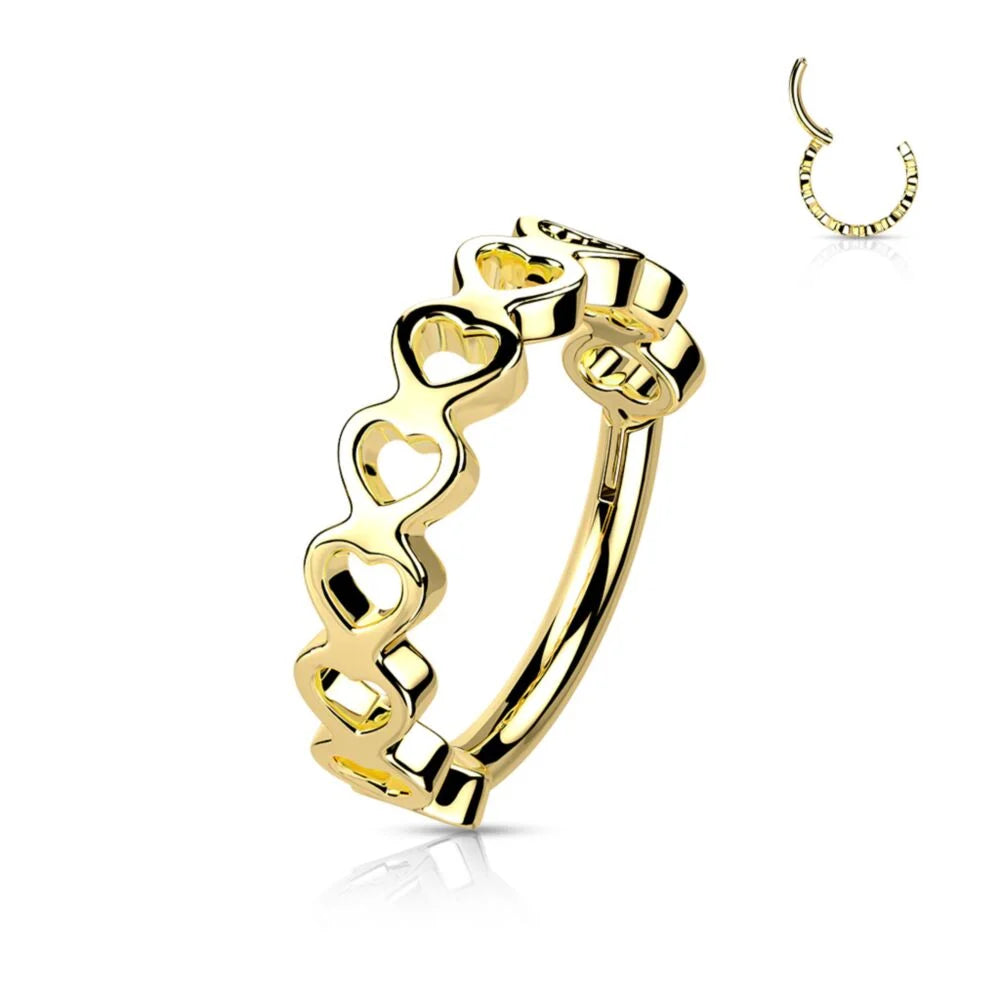 DAINTY LOVE HEART 8MM CLICKER HOOP - 16 GAUGE