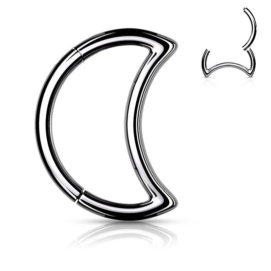 PLAIN HALF MOON HOOP HINGE CLOSE - 8MM