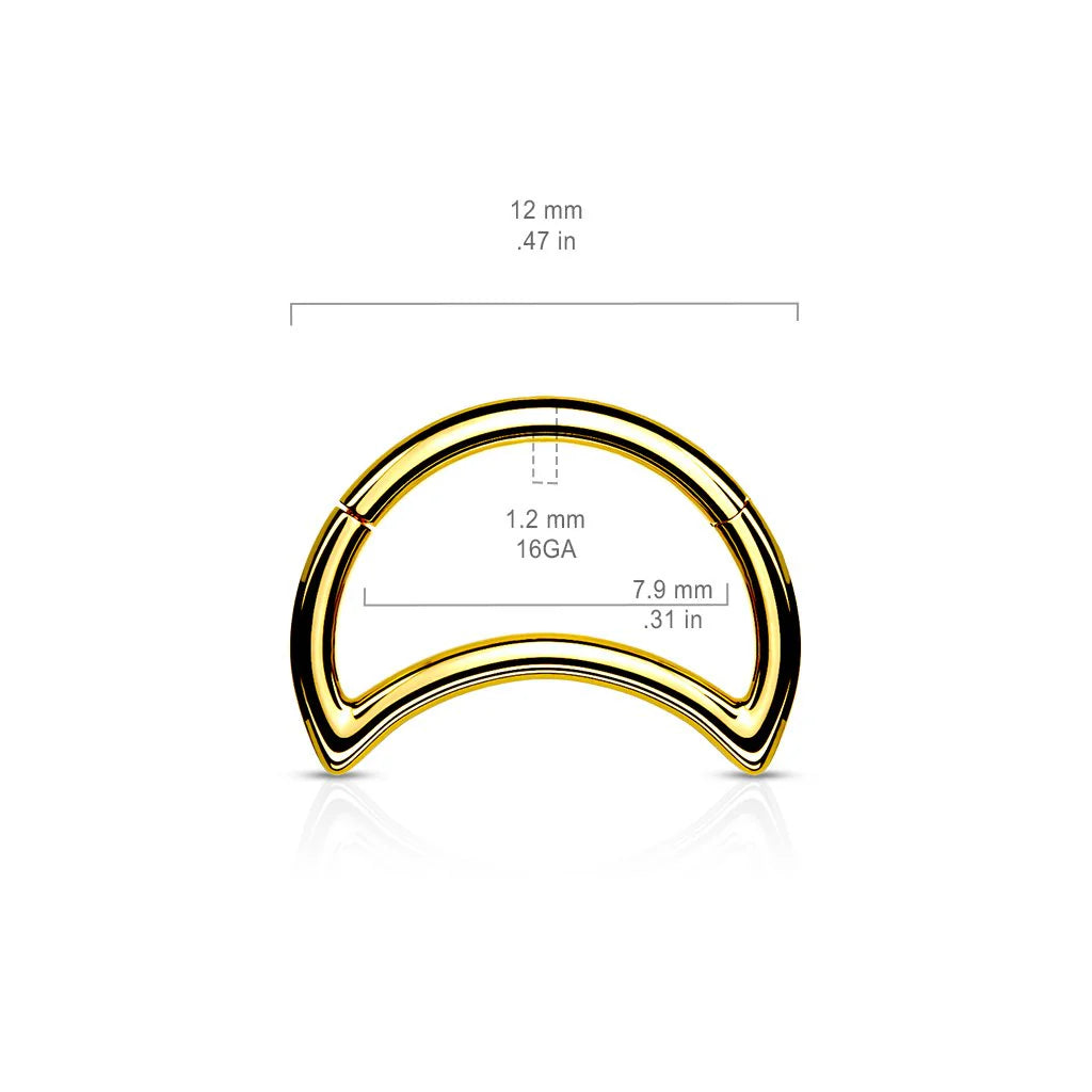 PLAIN HALF MOON HOOP HINGE CLOSE - 8MM