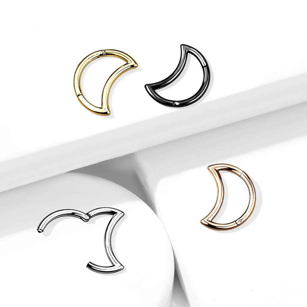 PLAIN HALF MOON HOOP HINGE CLOSE - 8MM