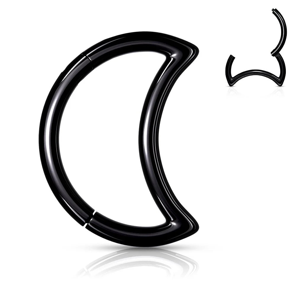 PLAIN HALF MOON HOOP HINGE CLOSE - 8MM