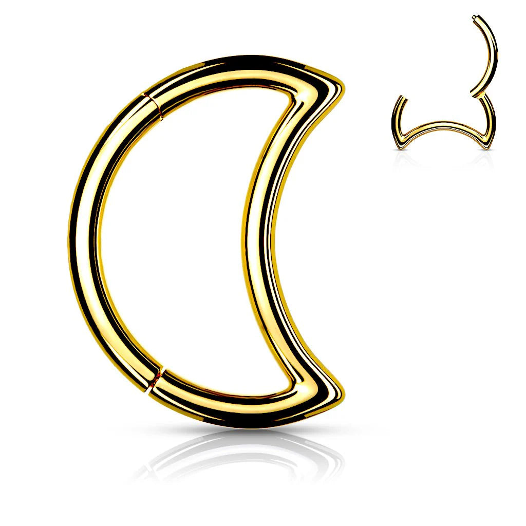 PLAIN HALF MOON HOOP HINGE CLOSE - 8MM