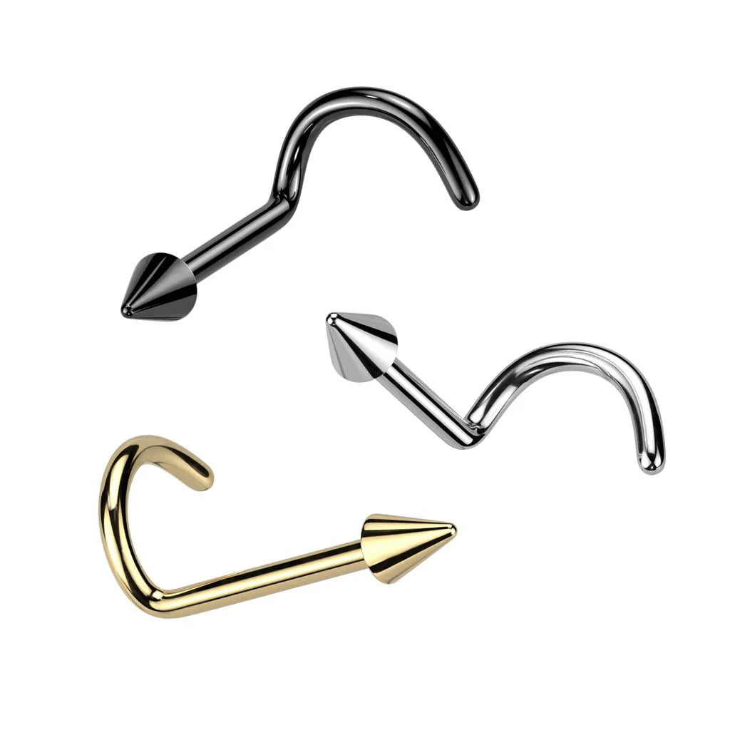 TITANIUM SPIKE TOP SCREW NOSE STUD