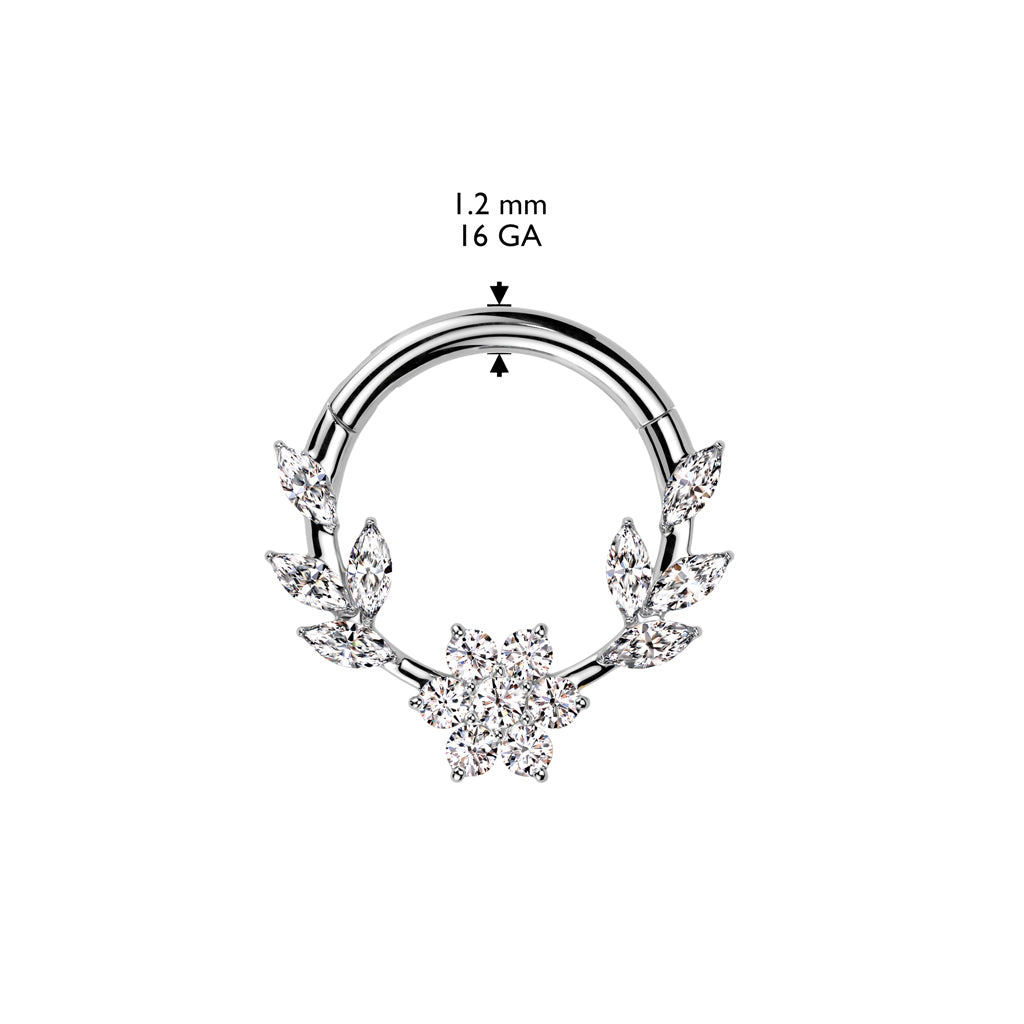 MARQUISE CRYSTAL VINE & FLOWER HOOP - 8MM