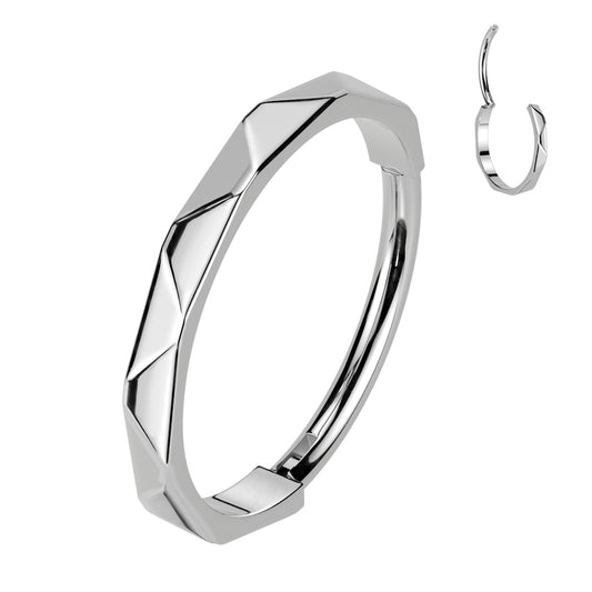 TITANIUM STUDDED HINGE CLOSE FASTENING NOSE RING HOOP - 20 GAUGE 7MM & 8MM