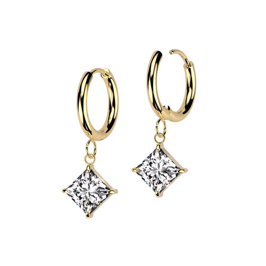 DIAMOND CRYSTAL CHARM 10MM HOOP EARRINGS