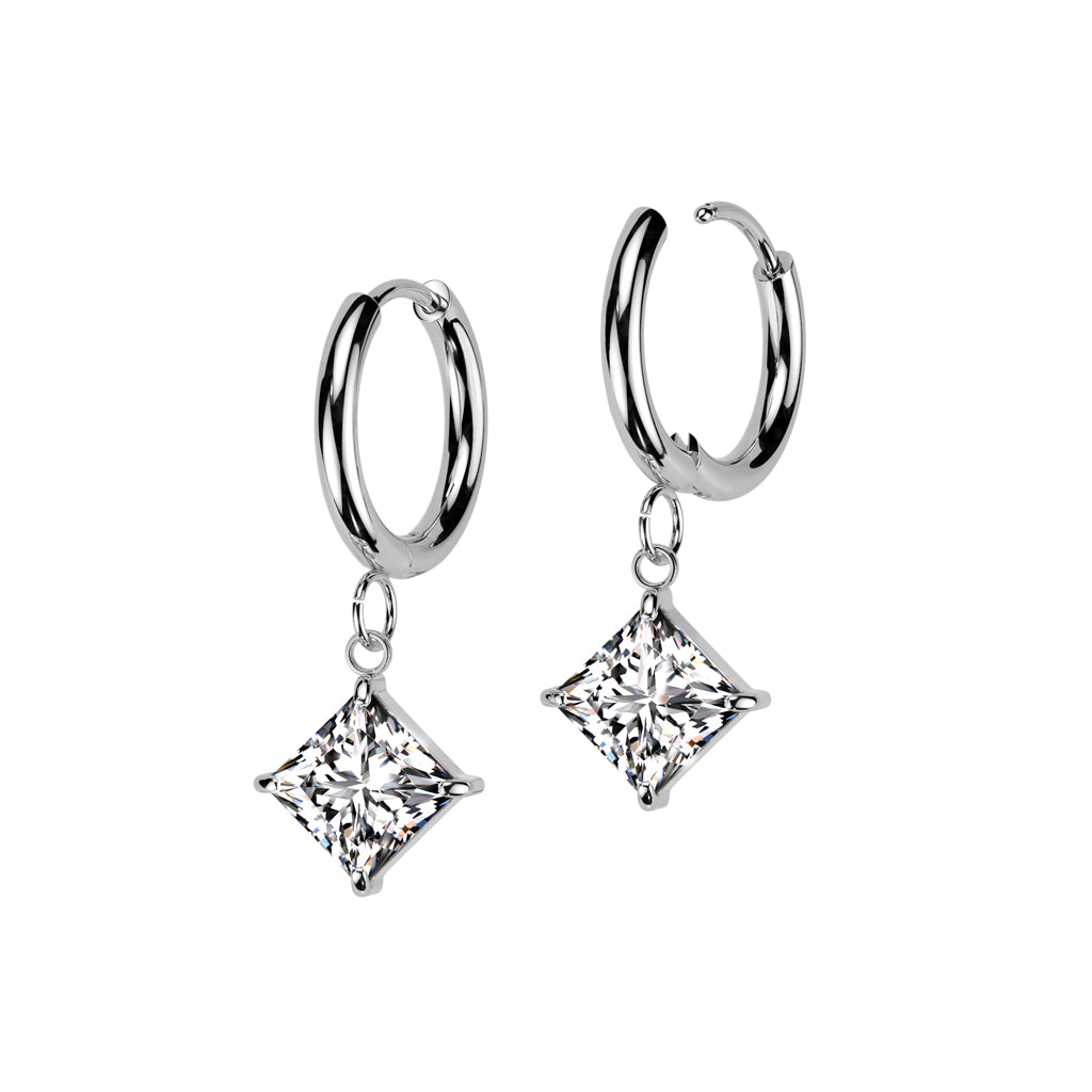 DIAMOND CRYSTAL CHARM 10MM HOOP EARRINGS